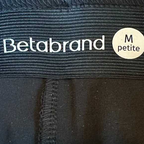 Betabrand Pull On Black Pants Wide Leg Button Detail Office Size Small Petite - Picture 9 of 10